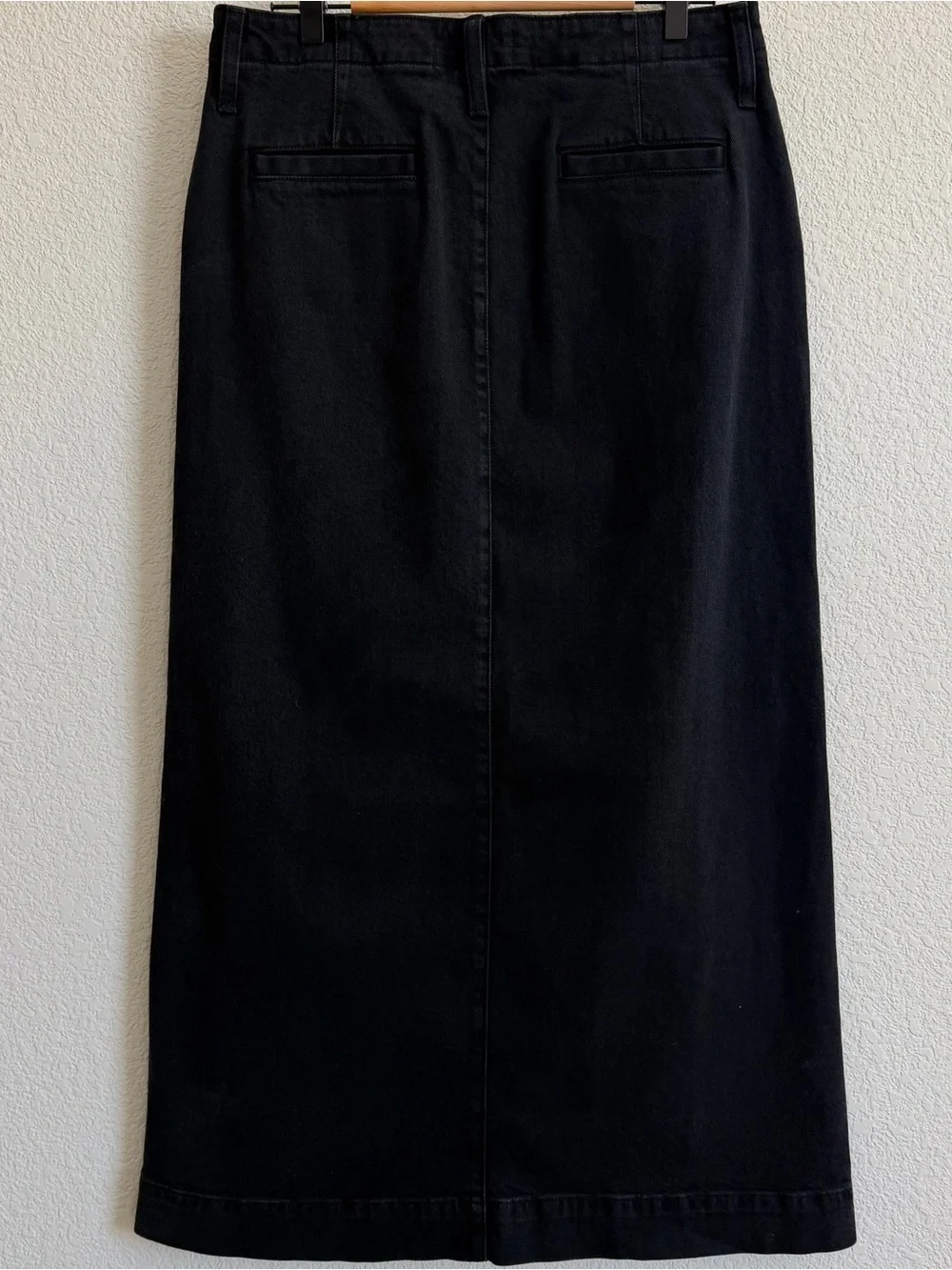 J.Crew Denim Maxi Skirt Size 30 Washed Black Front Slit High Rise
